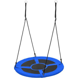Ecd Germany - Balançoire Nid d'Oiseau Rond ø 100 cm, Bleu, Charge Maximal 150 kg, Réglable en Hauteur, Assiette Siège à Bascule pour Enfants et