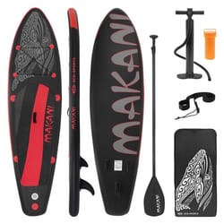 ECD Germany Stand Up Paddle Board Gonflable Makani  320 x 82 x 15 cm  jusquà 120 kg  PVC  Noir-Rouge  Pompe à Air Pagaie Sac