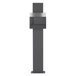 Ecd Germany Boîte Aux Lettres Sur Pieds, Anthracite/argent, 37x10,5x36,5 Cm, En Acier Inoxydable, Mailbox Moderne ,compartiment À Journaux, 2 Clés, Support Anthracite Haut 170 Cm, Materiel De Montage