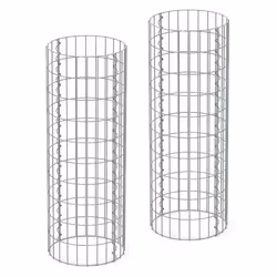 ECD Germany Set de 2 Colonne en Gabion - Ø 35x100 cm - Rond Spirale - en Acier Galvanisé - Taille des Mailles 5x10 cm - Epais ...