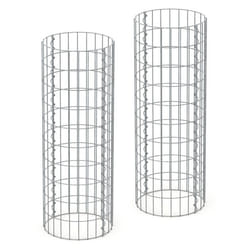 ECD Germany Set de 2 Colonne en Gabion - Ø 35x100 cm - Rond Spirale - en Acier Galvanisé - Taille des Mailles 5x10 cm - Epaisseur