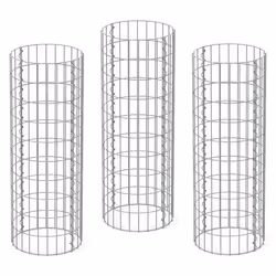 ECD Germany Set de 3 Colonne en Gabion - Ø 35x100 cm - Rond Spirale - en Acier Galvanisé - Taille des Mailles 5x10 cm - Epais ...