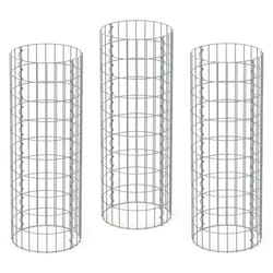 ECD Germany Set de 3 Colonne en Gabion - Ø 35x100 cm - Rond Spirale - en Acier Galvanisé - Taille des Mailles 5x10 cm - Epaisseur