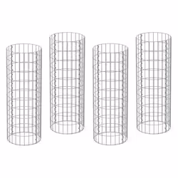 ECD Germany Set de 4 Colonne en Gabion - Ø 35x100 cm - Rond Spirale - en Acier Galvanisé - Taille des Mailles 5x10 cm - Epais ...