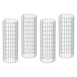ECD Germany Set de 4 Colonne en Gabion - Ø 35x100 cm - Rond Spirale - en Acier Galvanisé - Taille des Mailles 5x10 cm - Epaisseur