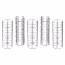 ECD Germany Set de 5 Colonne en Gabion - Ø 35x100 cm - Rond Spirale - en Acier Galvanisé - Taille des Mailles 5x10 cm - Epais ...