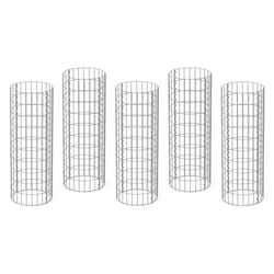 ECD Germany Set de 5 Colonne en Gabion - Ø 35x100 cm - Rond Spirale - en Acier Galvanisé - Taille des Mailles 5x10 cm - Epaisseur