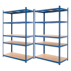 ECD Germany Étagère de Rangement - 200x100x50 cm - Capacité max. 875 kg - 5 Tablettes MDF - Rayonnage Métallique Bleu