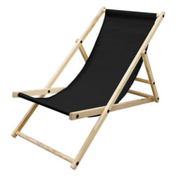 Chaise longue pliable 117x52x10 cm Noir en bois