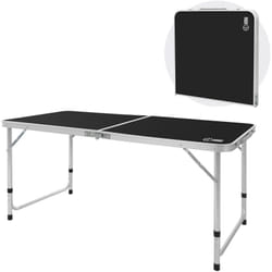 Ecd Germany - Table de Camping Pliante, Réglable en Hauteur 120x60x54-70 cm, Noir/Argent, en Aluminium et Plastique hdpe, avec Poignée de Transport,