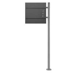Ecd Germany Boîte Aux Lettres Sur Pied Avec Compartiment À Journaux, Ensemble De Boîte Moderne, Design Avec Poteau, Support De Boîte Aux Lettres Argent 120cm, En Acier Inoxydable, 37x10,5x36,5cm