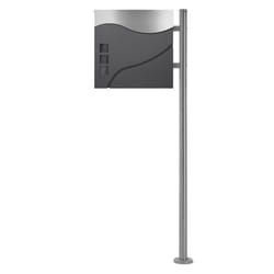 Ecd Germany Boîte Aux Lettres Sur Pied Avec Compartiment À Journaux, Ensemble De Boîte Moderne Avec Poteau, Support De Boîte Aux Lettres Argent 120cm, Acier Inoxydable, Anthracite/argent 37 X 36,5cm