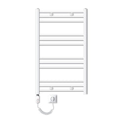 LuxeBath Radiateur Électrique de Salle de Bain Sahara 600x800 mm Blanc Raccord Latéral Droit Elément Chauffant 600W + Thermostat Affichage Digital