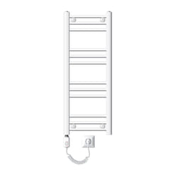 LuxeBath Radiateur Électrique de Salle de Bain Sahara 300x800 mm Blanc Raccord Latéral Droit Elément Chauffant 600W + Thermostat Affichage Digital