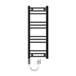 LuxeBath Radiateur électrique pour salle de bain Sahara 300x800 mm Anthracite raccord latéral droit & résistance 300W thermostat & affichage digital,