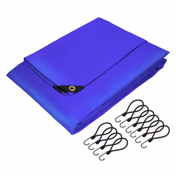 ECD Germany Bâche de couverture Premium Bâche en tissu avec oeillets 4x6m 24m² 650g/m² bleu PVC