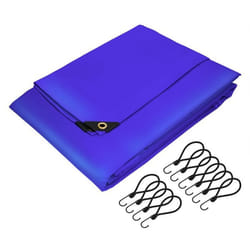ECD Germany Bâche de couverture Premium Bâche en tissu avec oeillets 4x8m 32m² 650g/m² bleu PVC