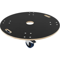 ECD Germany Chariot de Transport Rond Ø77cm x14,5 cm avec Plaque Sérigraphiée, Charge Maximale 800 kg, 4 Roues Pivotantes dont 2 avec Freins, Planche