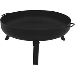 Ecd Germany - Bol à Feu Rond, Ø60x27cm, en Acier Noir, avec 3 Pieds Pliables et 2 Poignées, Foyer de Jardin Camping bbq Terrasse, Brasero d'Éxterieur