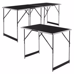 ECD Germany Set 3 Tables à Tapisser 100x60 cm Pliable Noir Réglable en Hauteur Table Multifonctions de Travail Camping Multi- ...