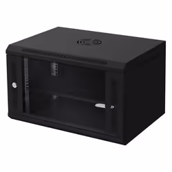 ECD Germany Armoire Réseau 19 Pouces 6 UH Noir Montage Mural Profondeur 450 mm 600 x 370 x 450 mm Entièrement Montée