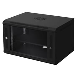 ECD Germany Armoire Réseau 19 Pouces 6 UH Noir Montage Mural Profondeur 450 mm 600 x 370 x 450 mm Entièrement Montée