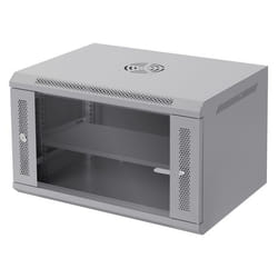ECD Germany Armoire Réseau 19 Pouces 6 UH Gris Montage Mural Profondeur 450 mm 600 x 370 x 450 mm Entièrement Montée