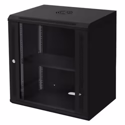 ECD Germany Armoire Réseau 19 Pouces 12 UH Noir Montage Mural Profondeur 450 mm 600 x 635 x 450 mm Entièrement Montée