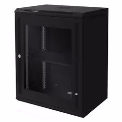 ECD Germany Armoire Réseau 19 Pouces 15 UH Noir Montage Mural Profondeur 450 mm 600 x 770 x 450 mm Entièrement Montée