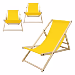 ECD Germany Set de 3 Chaises Longues Pliantes Jaune en Bois Dossier Réglable 3 Positions jusquà 120kg Bain de Soleil pour Jar ...