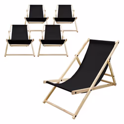 ECD Germany Set de 5 Chaises Longues Pliantes Noir en Bois Dossier Réglable 3 Positions jusquà 120kg Bain de Soleil pour Jard ...