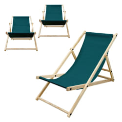 Lot de 3 chaises longue de jardin bain de soleil vert foncé bois de pin 120 kg