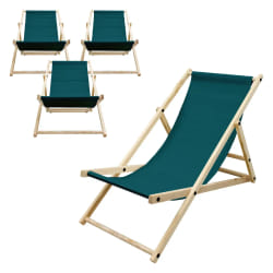 Lot de 4 chaises longue de jardin bain de soleil vert foncé bois de pin 120 kg