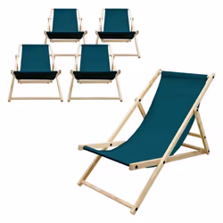 ECD Germany Set de 5 Chaises Longues Pliantes Vert Foncé en Bois Dossier Réglable 3 Positions jusquà 120kg Bain de Soleil Jar ...