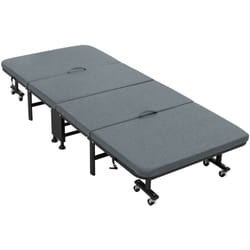 Ecd Germany - Lit d'appoint 80x190 cm, Lit Simple Pliable, avec Matelas/Rembourrage, Lit de Voyage sur 8 Roues, Cadre en Acier, Stable jusqu'à 200