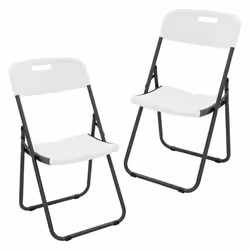 ECD Germany Chaises pliantes set de 2 blanc mat chaise pliante avec cadre métallique peu encombrante portable jusquà 200 kg