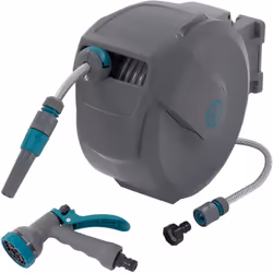 Description du produit: Enrouleur de tuyau d'eau avec rétraction automatique - longueur de tuyau 15 m Grâce à cet enrouleur d ...