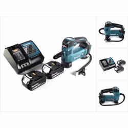 Contenu de la livraison: - 1x Makita DMP 180 Z Compresseur sans fil 18 V - 2x Batteries Makita BL1850B 5,0 Ah (197280-8) - 1x ...