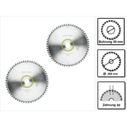 W60 Lame de scie circulaire wood universal 260 x 2,5 x 30 mm - pour scies à onglets radiales KS120 et KS88 - 2 pcs. ( 2x 494604) - Festool