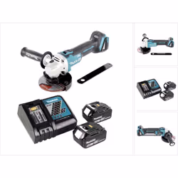 Contenu de la livraison: - 1x Makita DGA 506 Z Meuleuse d'angle sans fil 18 V Li-Ion - 1x Meule Makita 125mm A-80656 - 1x Out ...