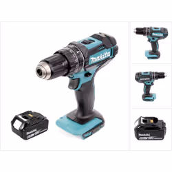 Contenu de la livraison: - 1x Makita DHP 482 perceuse-visseuse à percussion sans fil - 1x batterie Makita BL1860B 6,0 Ah - Cl ...