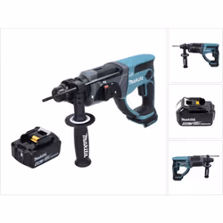 Contenu de la livraison: - 1x Makita DHR 202 Perforateur sans fil 18 V - 1x Batterie Makita BL 1860 B 18V 6.0Ah - 1x Poignée  ...