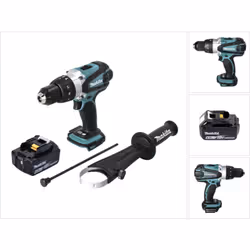 Contenu de la livraison: - 1x Makita DHP 458 Perceuse-visseuse à percussion sans fil 18 V - 1x Batterie Makita BL 1860 B 6,0 ...