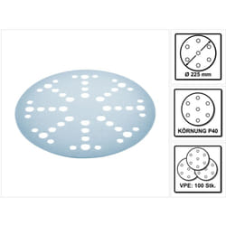 Stf D225/128 Disques abrasifs Granat P40 - 225 mm pour ponçeuse à bras planex - 100 pcs. (205653) - Festool