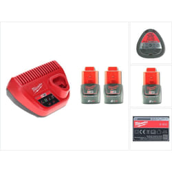 Kit de démarrage sans fil Milwaukee 12 v avec 2x batterie 2,0 Ah + chargeur M12 C12C