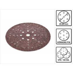 Stf D225/48 Disques abrasifs Saphir P36 - 225 mm pour ponçeuse à bras planex - successeur de 495175 - 100 pcs. (4x 205652) - Festool