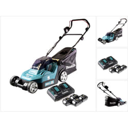 Makita DLM 432 PG4 Tondeuse à gazon sans fil 36 V (2x 18 V) 43 cm brushless + 4x Batteries 6.0 Ah + Chargeur double
