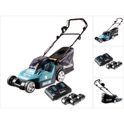Dlm 432 PT4 Tondeuse à gazon sans fil 36 v (2x 18 v) 43 cm brushless + 4x Batteries 5.0 Ah + Chargeur double - Makita