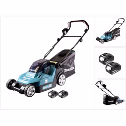 Contenu de la livraison: - 1x Makita DLM 432 Tondeuse à gazon sans fil - 1x couvercle de batterie - 1x bac de ramassage - 1x  ...