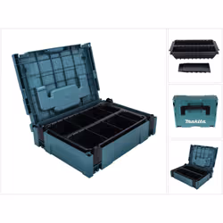 Contenu de la livraison: - Makita MAKPAC 1 Coffret système - 1x Makita P-83680 Insert Vario avec 2 compartiments - 5x Paroi d ...